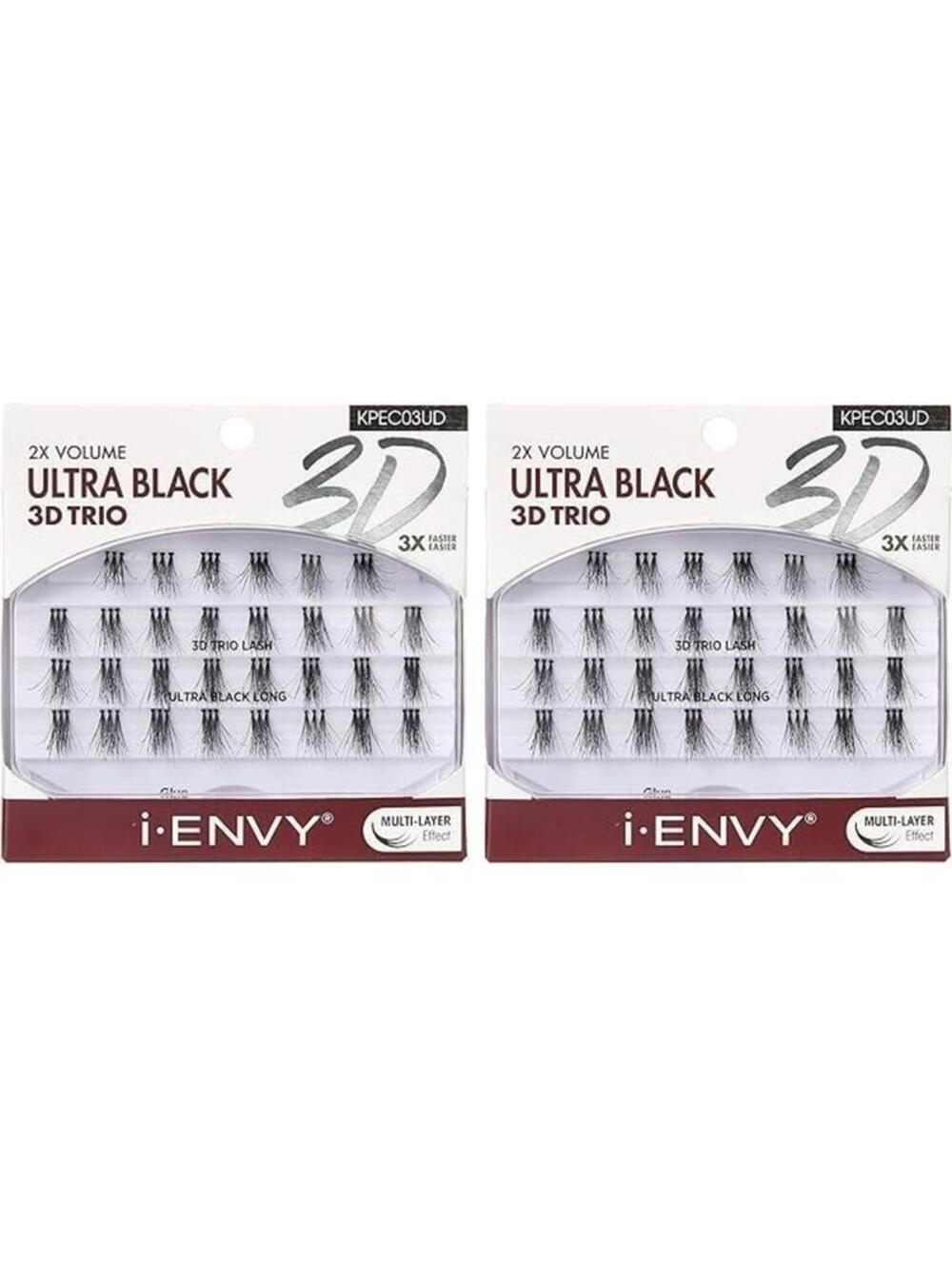 Ultra Black 3D Trio Individual Lash Extensions Long Double Volume 2-Pack New